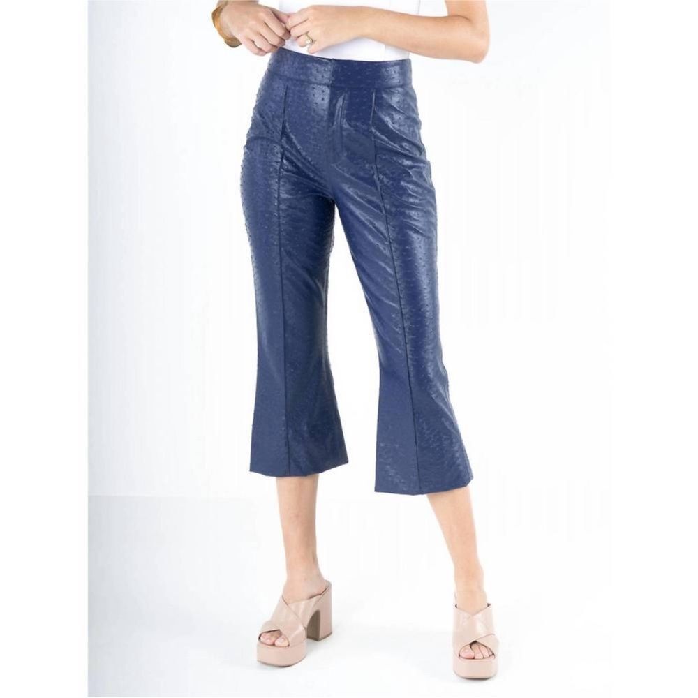 EMILY MCCARTHY | NEW Saylor Blue Cropped Flare Reptile Pants Women’s Size XS